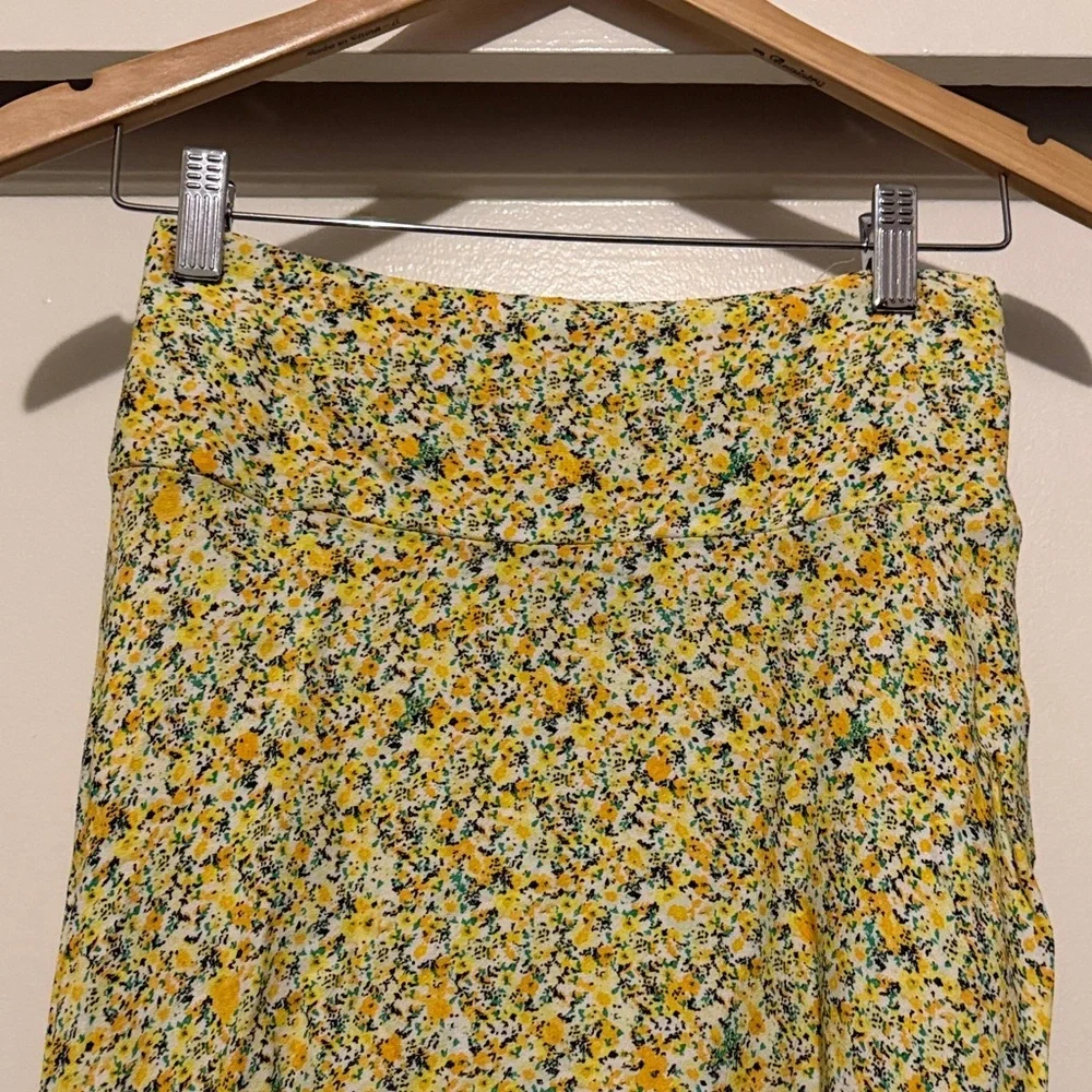 AFRM Yellow Floral Asymmetrical Midi Skirt - Picture 4 of 8